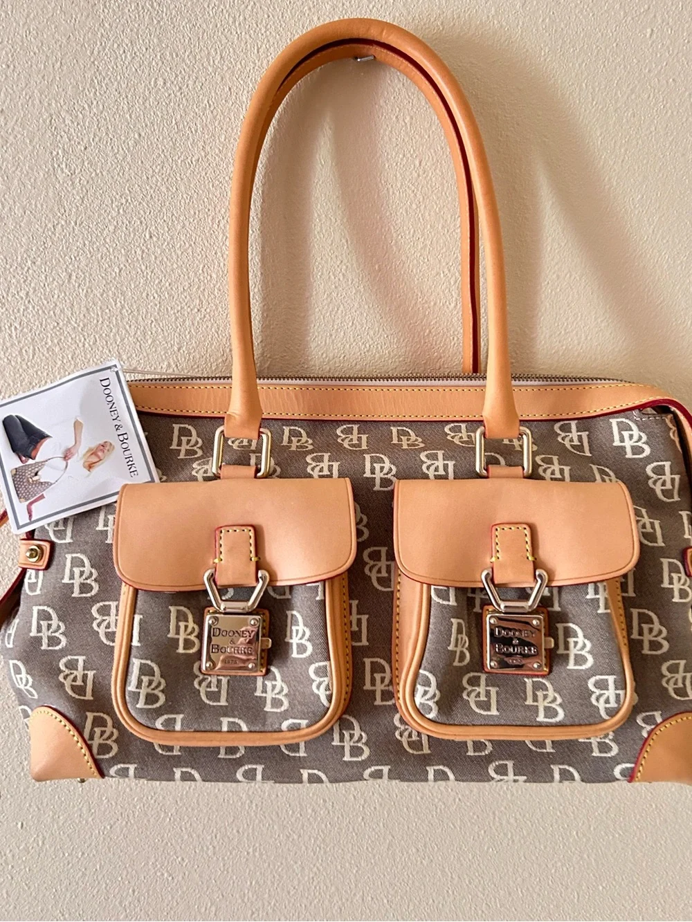 Dooney & Bourke Vintage 1975 Signature Double Pocket Satchel Shoulder Bag Y2K